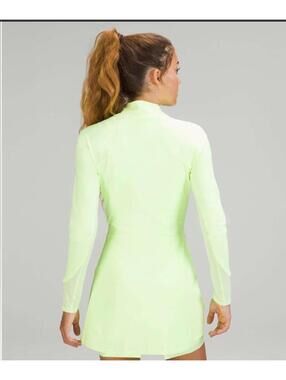 Lululemon Nulux Long Sleeve Tennis Dress Lined Yellow Women’s Size 4 Flawed